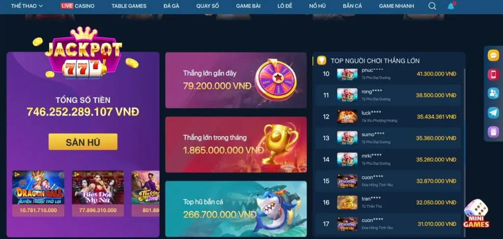 Đa dạng game casino và slot tại vua99 win